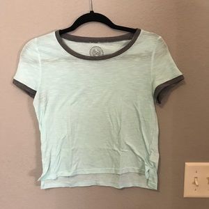 Light blue sheer short sleeve top